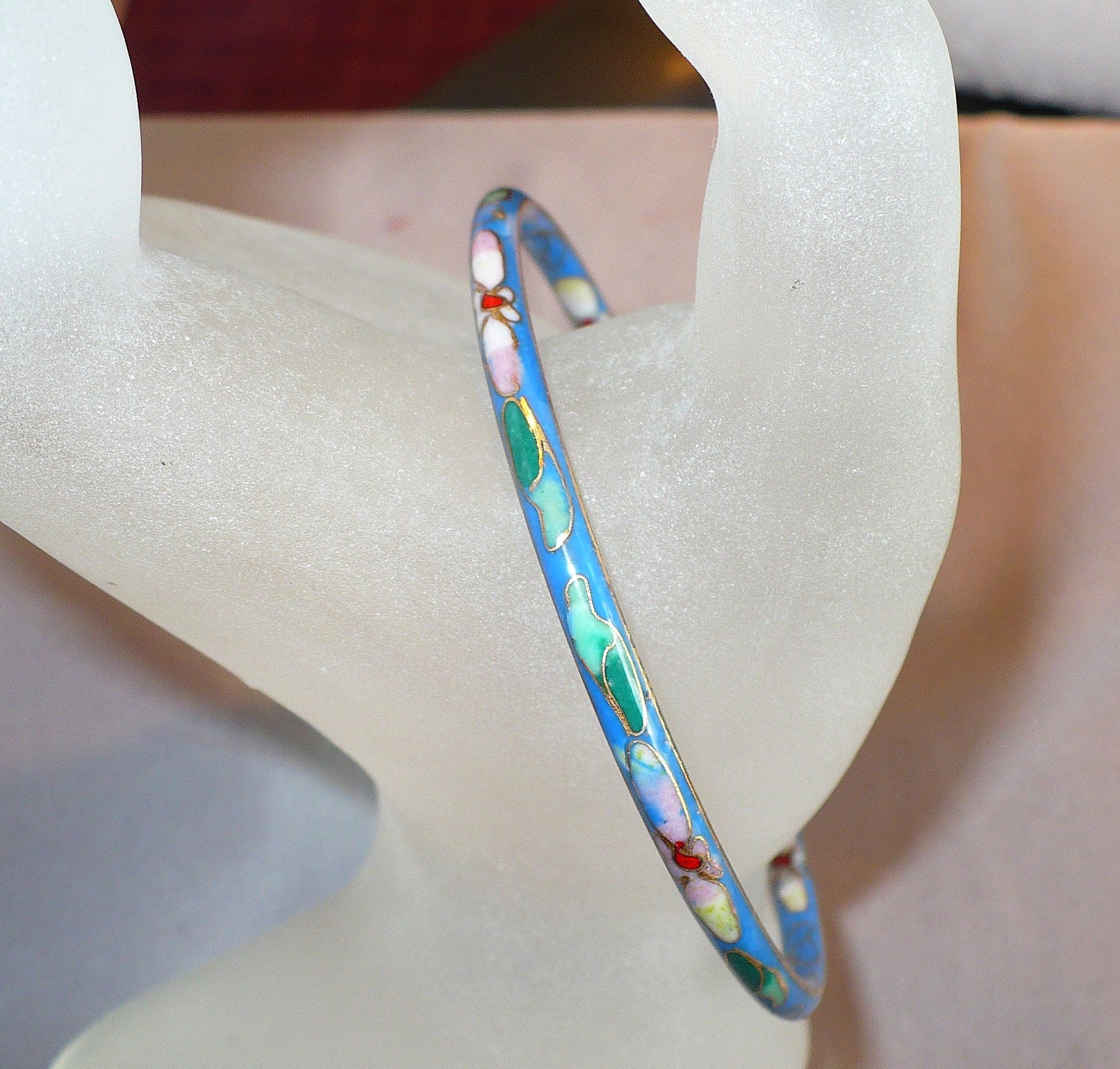 Vintage Cloissone Bracelet Blue & Gold Bangle Inside, Outside Design