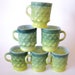 RESERVED reserved ... Fire King Green Milk Glass Mug Set, 1970's Coffee Cups