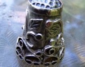 TAXCO Mexico Antique Sterling Silver Thimble 925 Sterling Elaborate Applied Wire Work