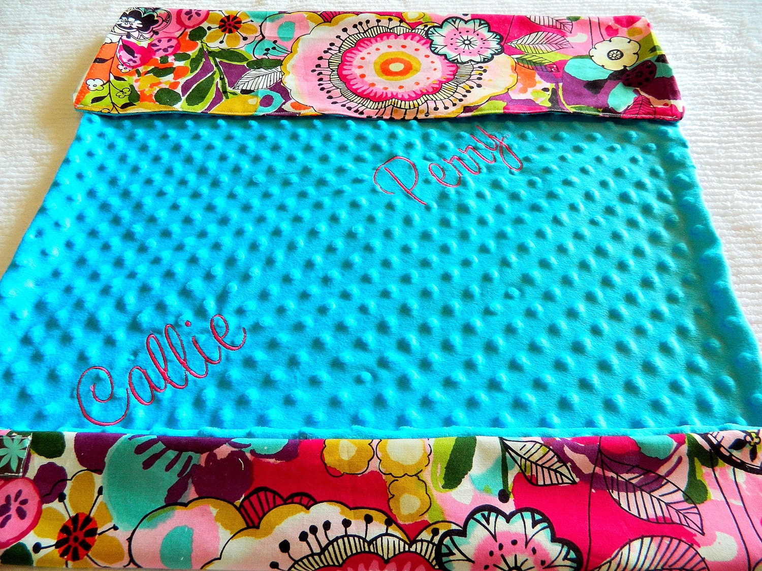 NEW Personalized Designer Minky Baby Blanket "In Bloom" by Alexander Henry (Free Monogramming)