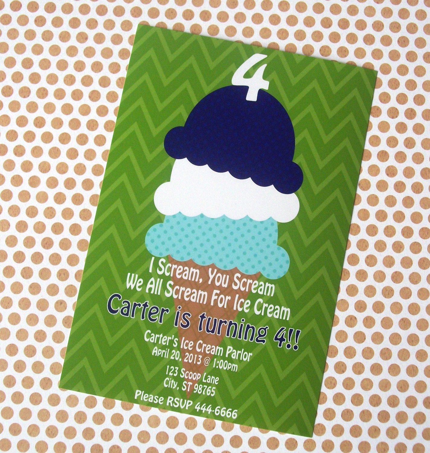 ICE CREAM Party Invitation - Printable - you choose colors Il_570xn