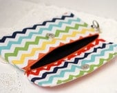 Chevron Clutch Colorful Rainbow with detachable wrist strap
