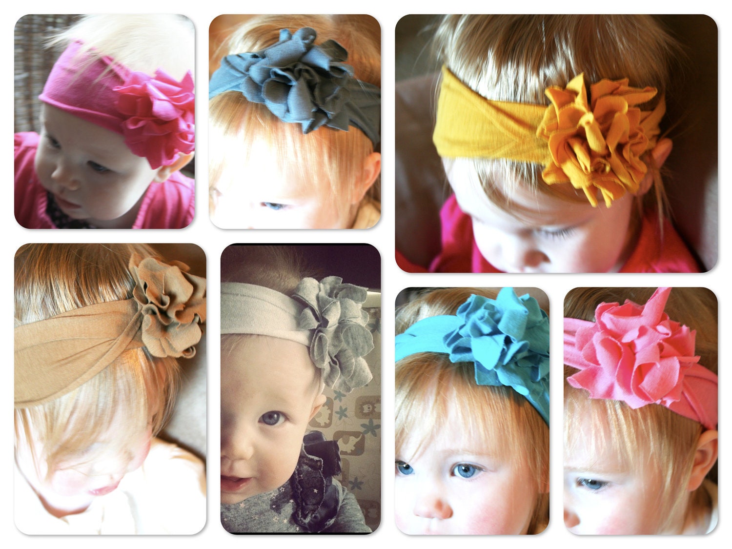 SALE - Three Baby Girl Flower Headbands - Three Baby Girl Headbands - Baby Girl Hair Flower - The Nora Headband