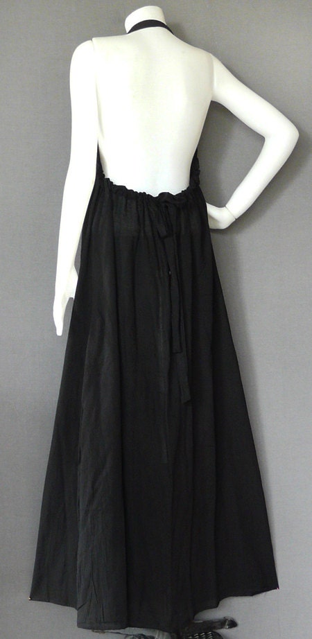 Size XS to 7X Handmade Black Dress Hippie Gypsy Bohemian Boho Halter Maxi Dress - BH025
