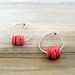 Hoop Earrings -Lether -Suede  -Surgical Stainless Steel - Small -Coral