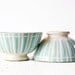 1 BEAUTIFUL vintage Digoin MINI BOWL with turquoise stripes bols cafe au lait - Shabby chic -