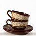 SET of 2 lovely vintage french  brown cups with saucers Sarreguemines