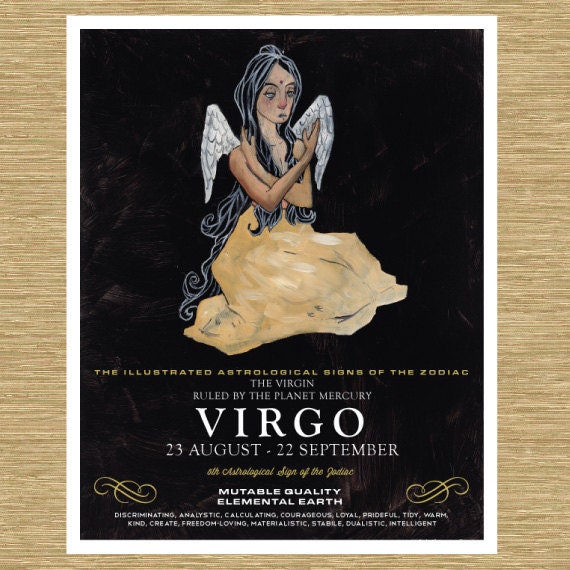 Illustrated Zodiac Virgo the Virgin 8" x 10"