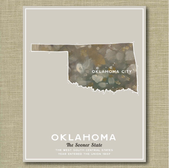 Oklahoma the State - Illustrated States of America 11 x 14