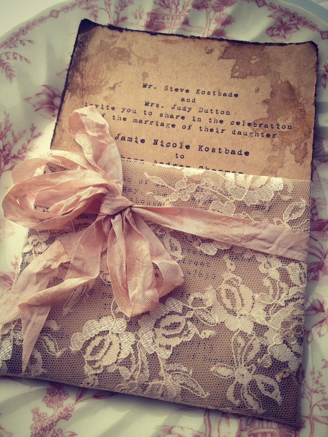 Lace Invitation High End Handmade Wedding Bridal Shower.