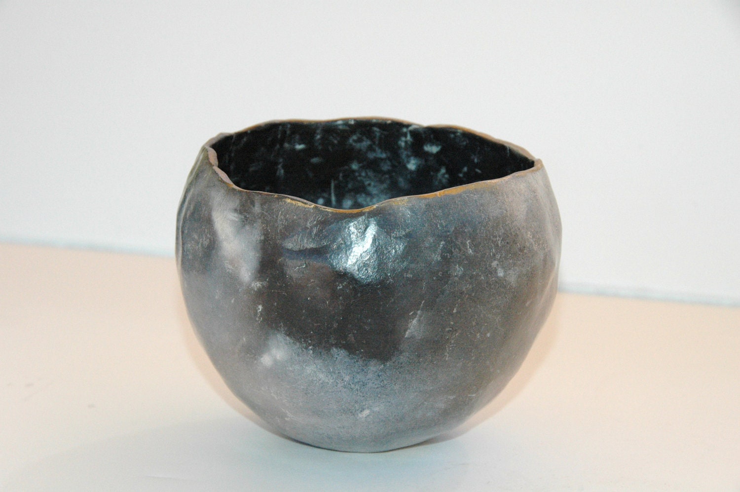 Smoked Pinch Pot with Gold Rim