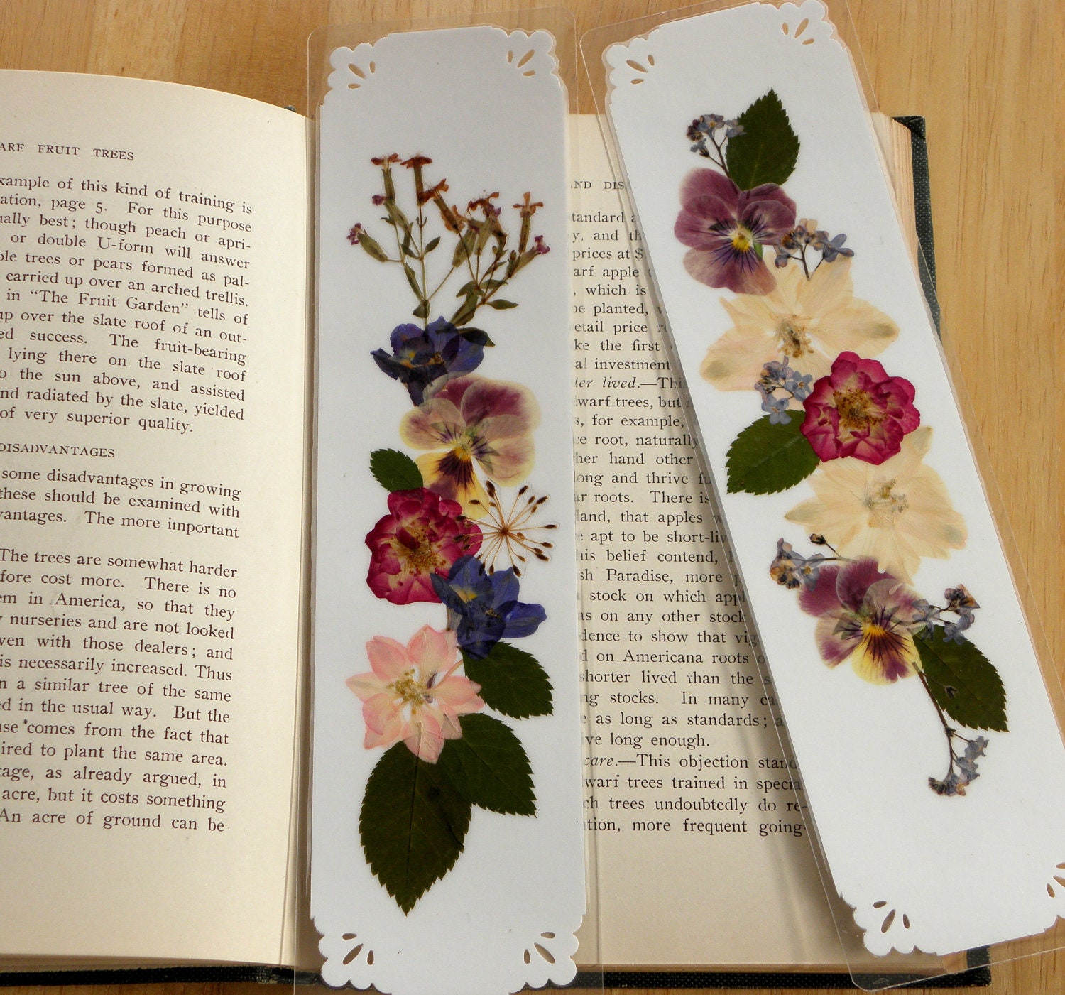 PRESSED FLOWER Original Collage Bookmarks, Preserved Garden Flowers
