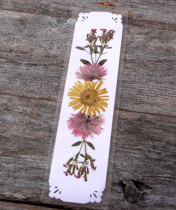 Botanical Pressed Flower Bookmark Collage Art by MyHumbleJumble
