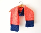 Orange and Navy Knit Scarf