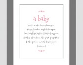 Nursery Art Print A Baby Will Make Love Stronger Poster Baby Girl Pink Gray Kids Room Nursery Wall Art 8x10 Wall Decor Premium Print