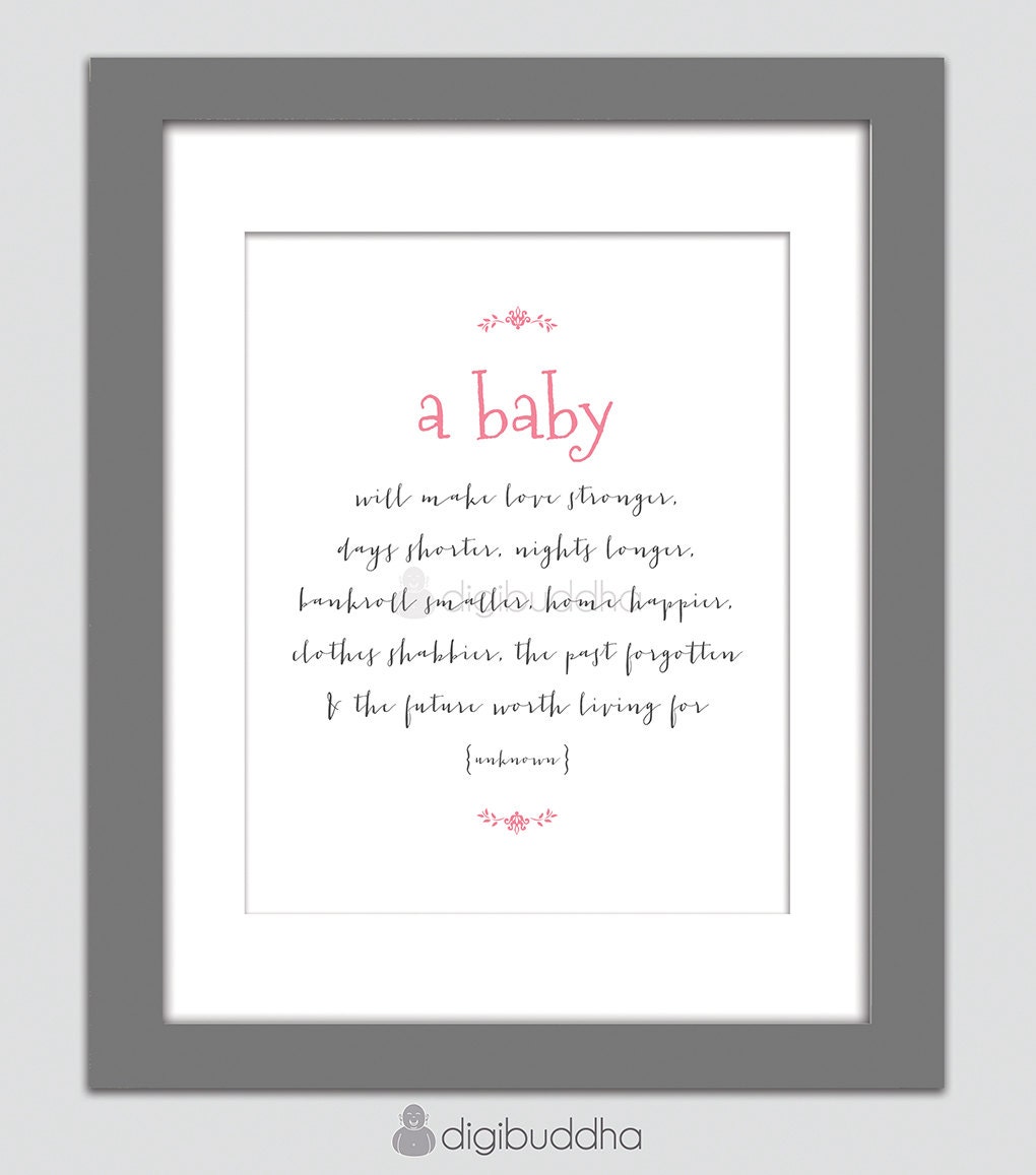 Nursery Art Print A Baby Will Make Love Stronger Poster Baby Girl Pink Gray Kids Room Nursery Wall Art 8x10 Wall Decor Premium Print