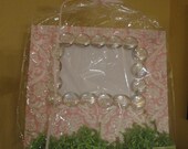 Embellished Pink & White Damask Frame
