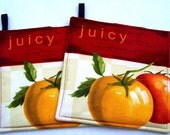Pot Holders Hot Pads  Set of Two featuring Fresh Tomatoes