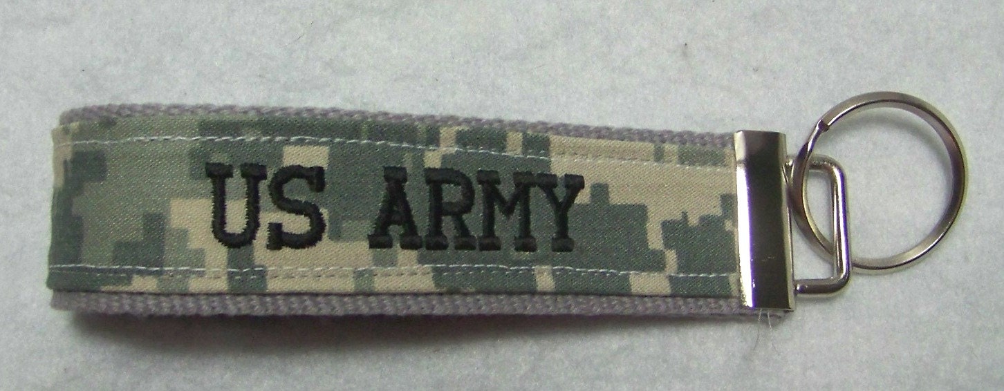Army ACU, Embroidered, Custom Key Fob, Wristlet Key Chain, Luggage Tag,  Military Key Fob