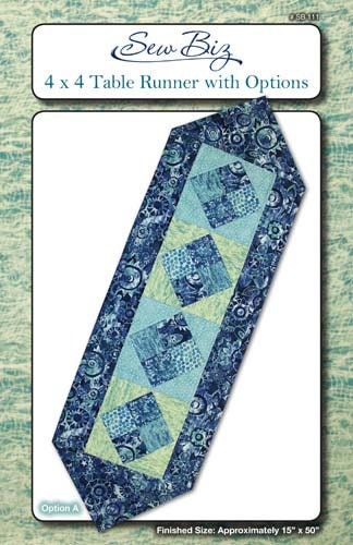 Pattern Table Runner 4 x 4 Pattern with Options by Sew Biz Designs