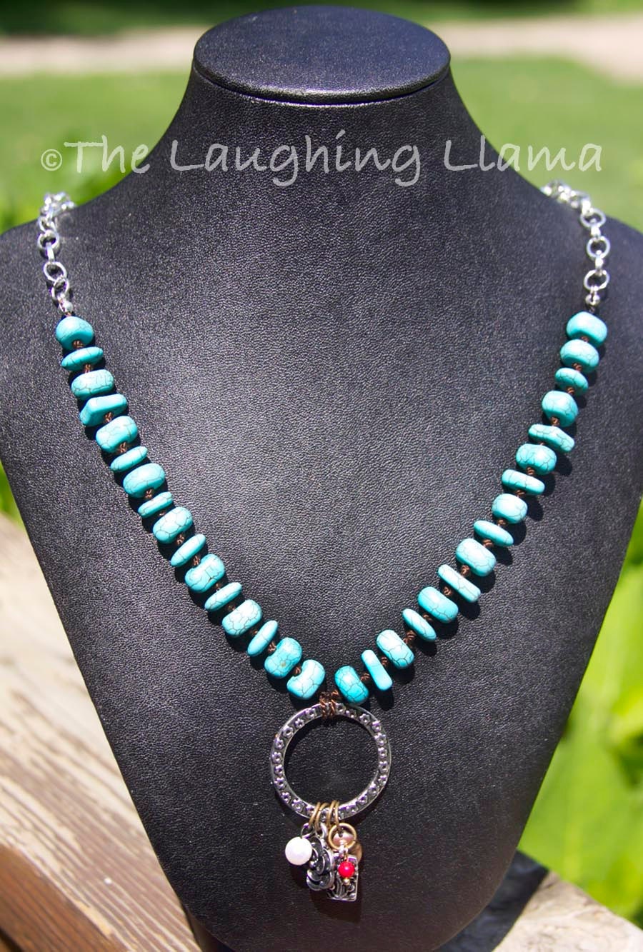 Turquoise Bead Charm Necklace