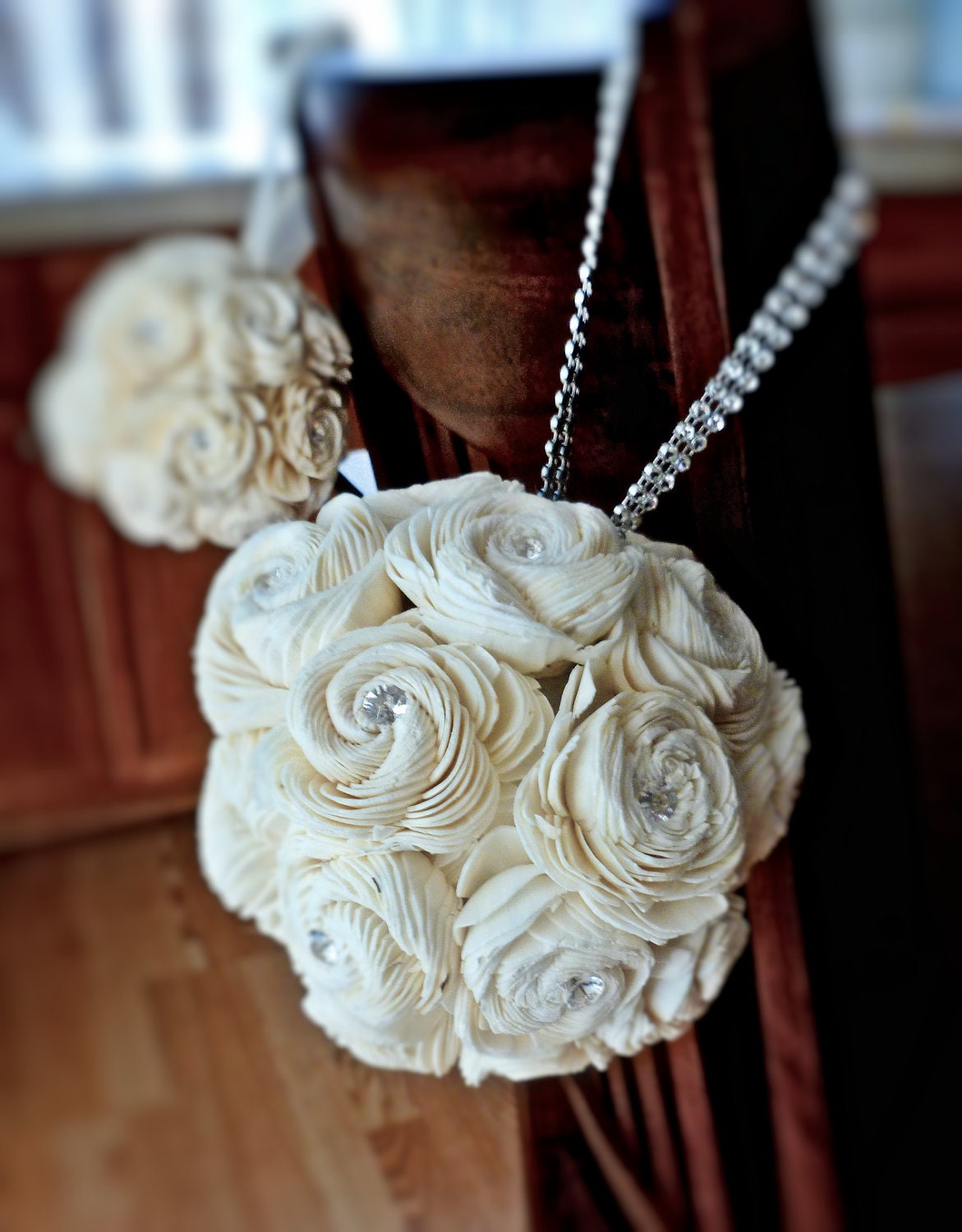Small Kissing Ball - Flower Girl Pomander Centerpieces Sola Flowers Handmade Wedding