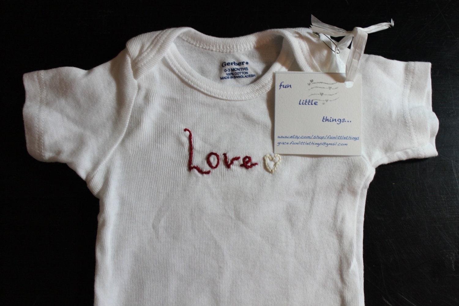 Love - Christmas Onesie, Hand Embroidered - funlittlethings
