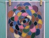 Print of Reclaimed Wood Graphic Flower Painting