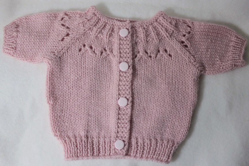 Hand Knit Pink Baby Cardigan Sweater