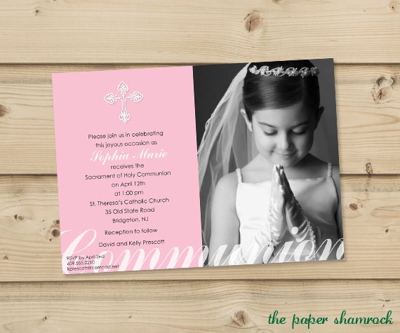 Girl's First Communion Invitations, Communion Invitations, First Holy Communion Invitations, Communion invitations for Girls Il_570xn