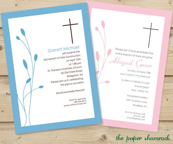 Buds, First Communion Invitations, Baptism Invitations, Christening Invitations Il_570xn