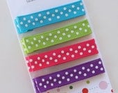 Set of 4 Polka Dot Hair Clips, Turquoise Apple Green Shocking Pink Purple White, Birthday Party Favor, Hair Clips, Basic Hair Clippies