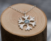Blue Topaz Snowflake Necklace - Snowflake Pendant on a fine silver chain - Free Shipping
