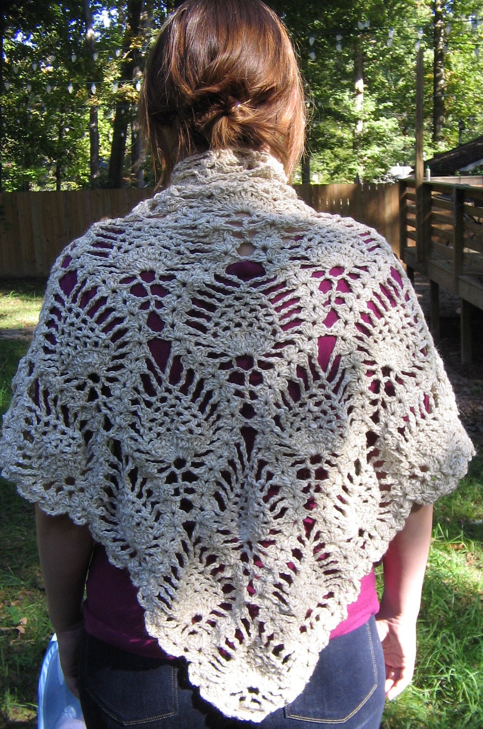 crochet shawl pineapple pattern by LunasCorner on Etsy