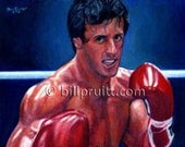 Sylvester Stallone Rocky Balboa Rocky 3 art print 12x16 signed and dated Bill Pruitt