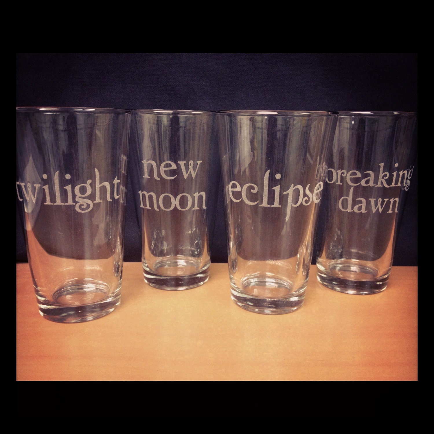 Twilight Series Etched Pint Glasses Set of 4