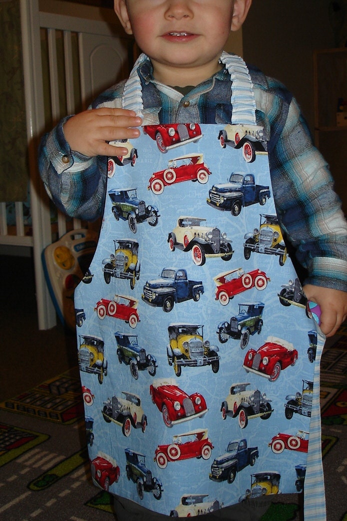 Vintage cars toddler apron art smock
