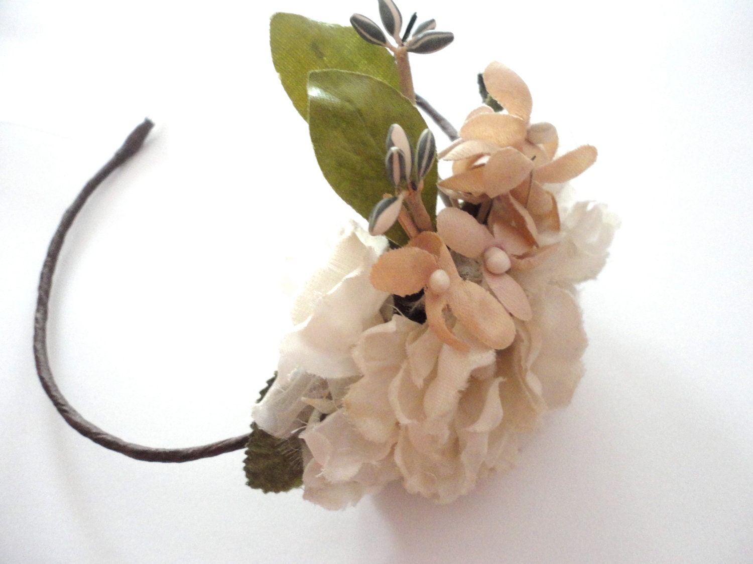 Floral Crown, Fascinator, Blush and White