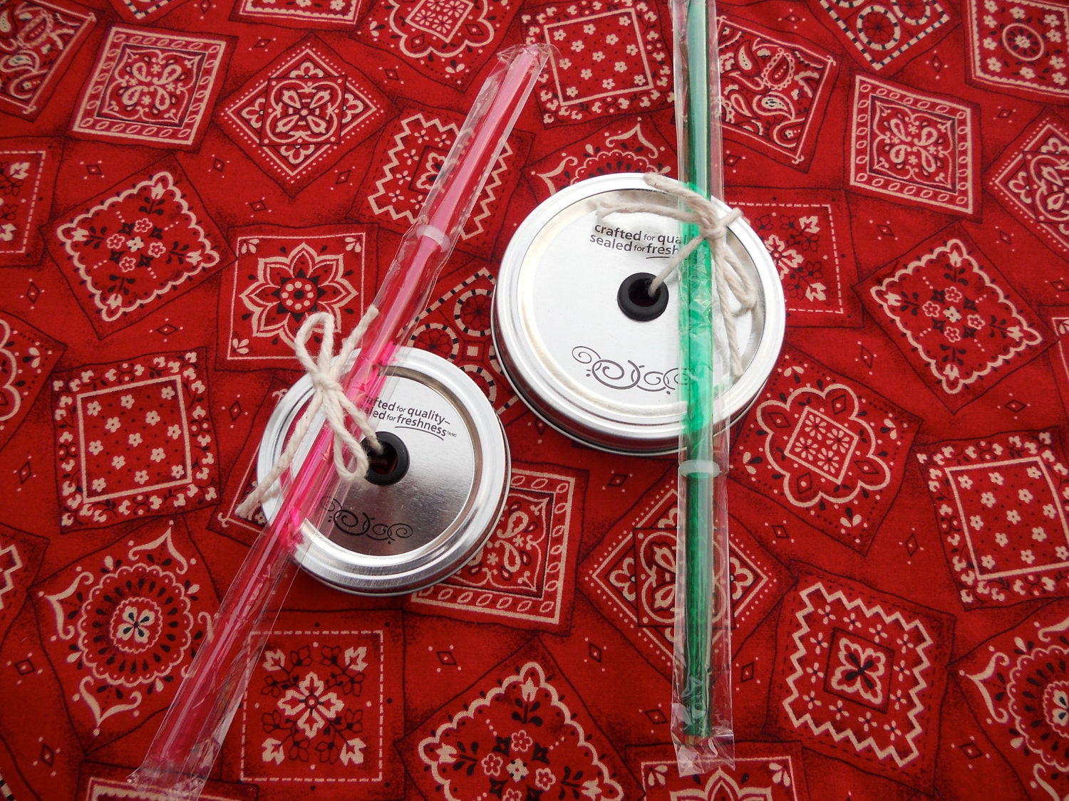 Set of 2 - Mason Jar Drink Lids and Straws - Create your own Tumbler