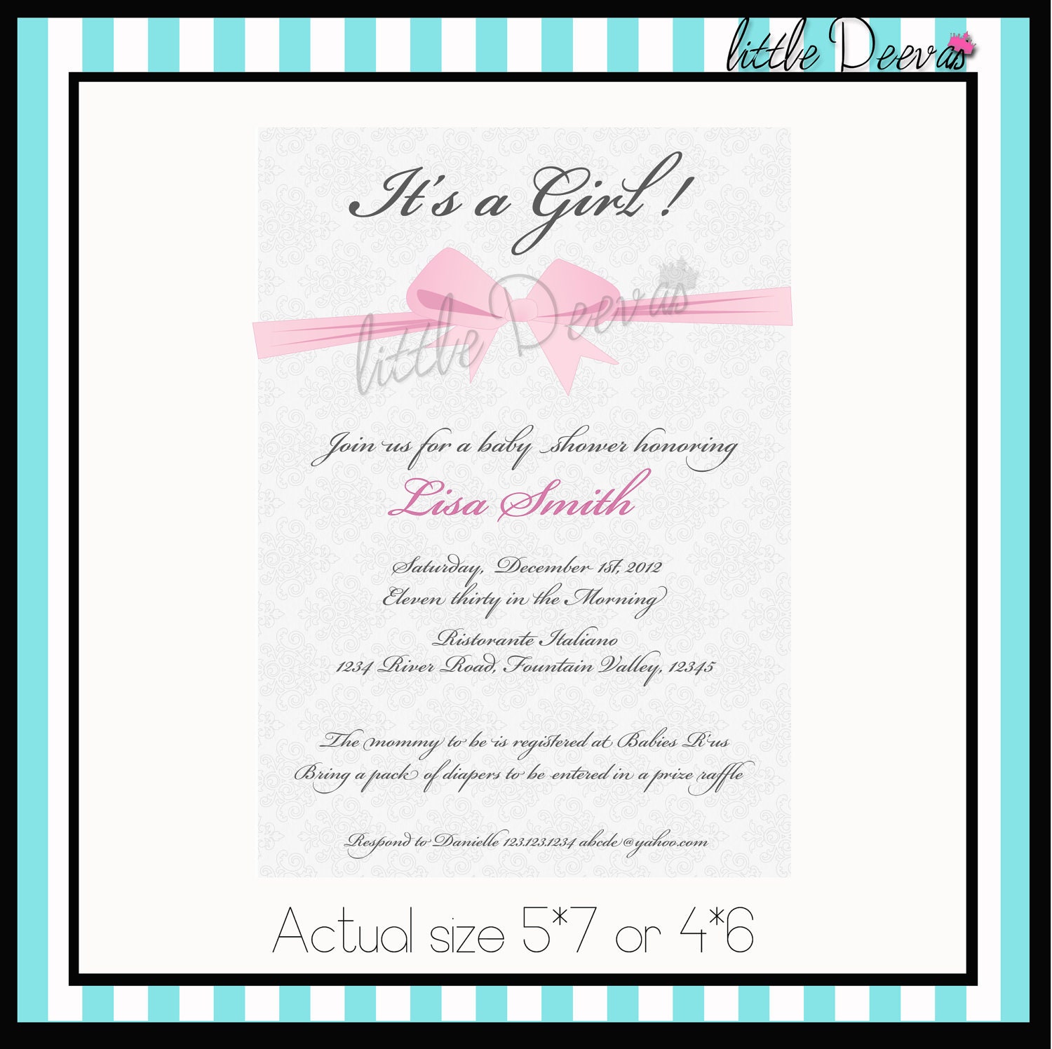 Items similar to Baby Shower Invitation  Custom wording and color 