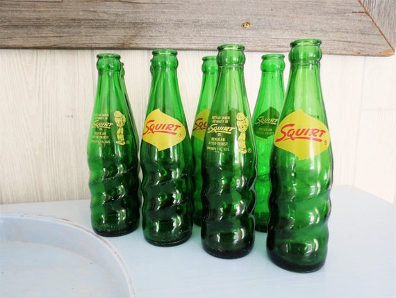 Set Of 8 Squirt Soda Bottles 60s70s Instant By Blacksprucehound