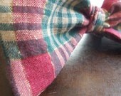 PJ- Mens/Boys Adjustable Self-Tie Bow Tie in Vintage Red, Green and Gold Indian Madras Fabric