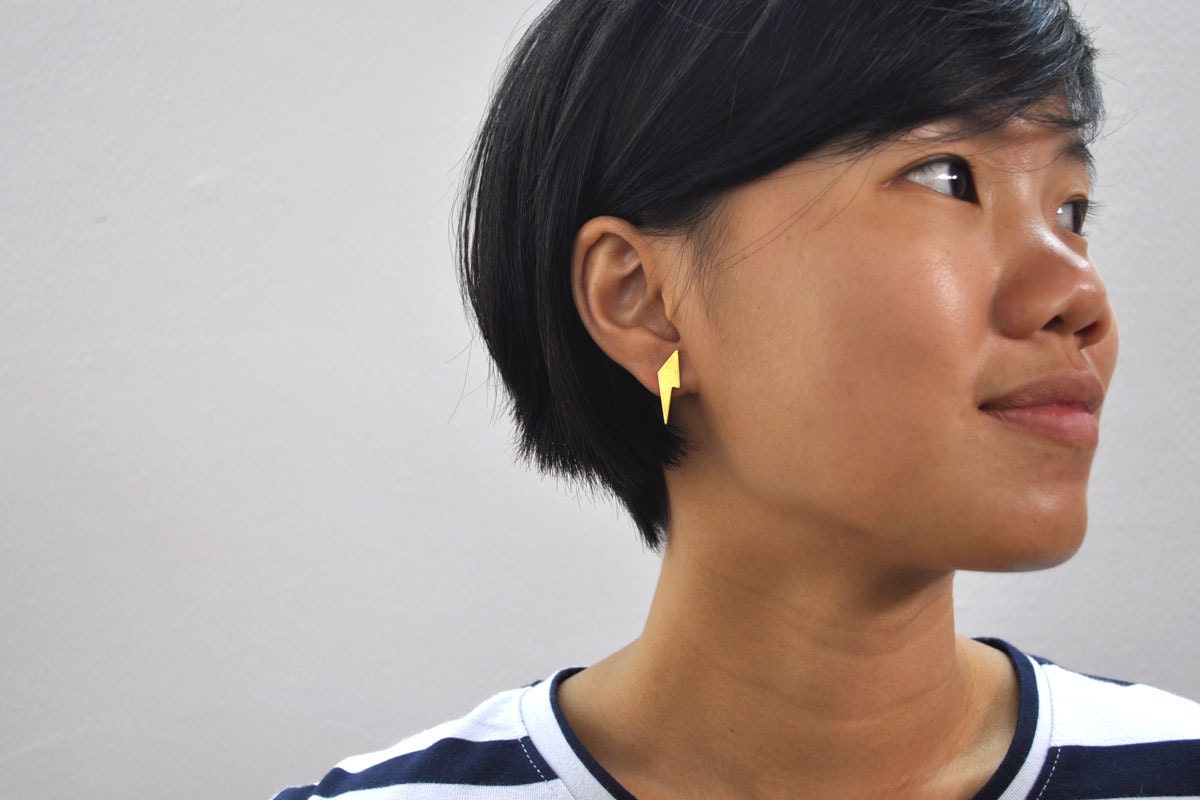 Everyday Earrings : Summer Fashion, Lightning Bolt Studded Earrings