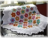 Crochet pattern hexagon flower plaid/afghan by ATERGcrochet