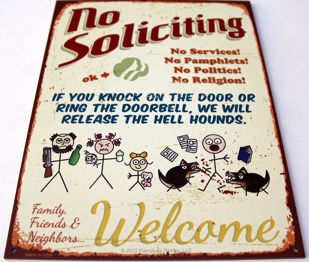 ORIGINAL STICK FIGURE, Clever No Soliciting Sign, New