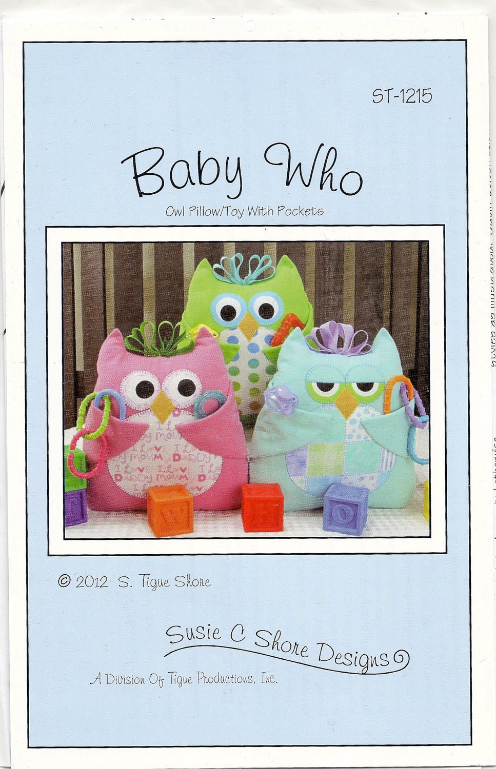 Susie C Shore Designs - Baby Who Owl Pillow/Toy Pattern