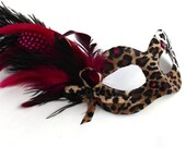 Venetian Leopard Black & Cerise Pink Mask