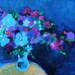 Reserved for Brigitta Abstract Painting Original Floral Still Life Small Canvas "Blue Bouquet"