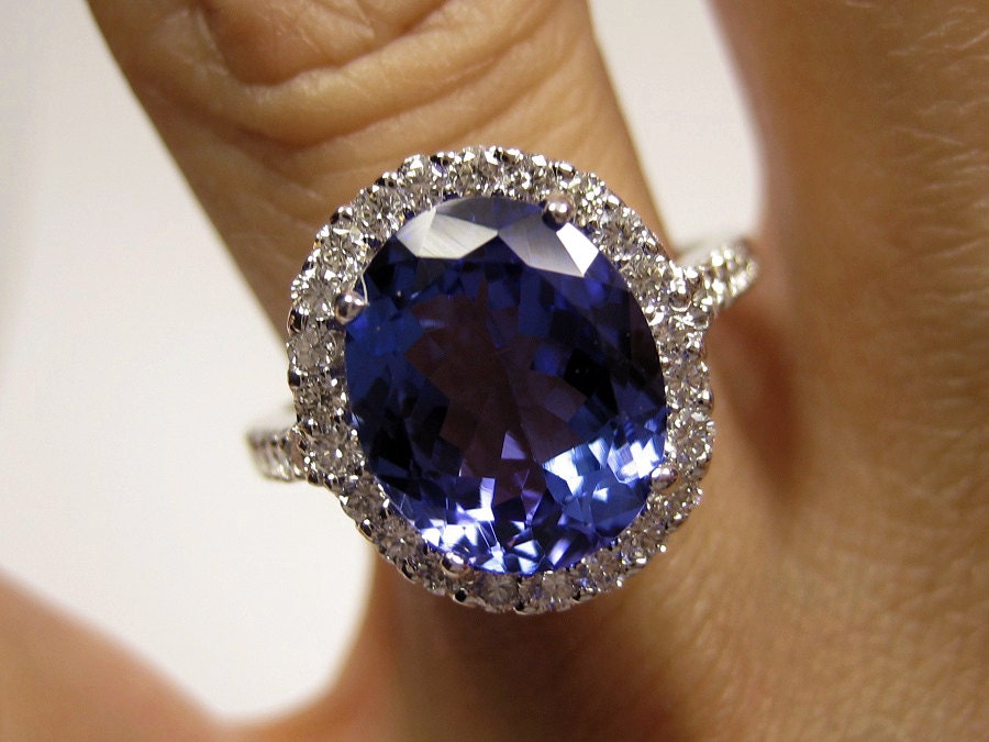 Vintage Estate Retro 4.14ct Oval TANZANITE Diamond Deep AAA Violetish Blue IGI Certified  Platinum Ring