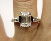 Stunning..1.85ct Estate Vintage Emerald Cut Diamond GIA G VS1 with 2 Baguettes in Platinum